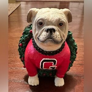 SOLD - crossposted- UGA Bulldogs Christmas Bulldog Figurine Ornament